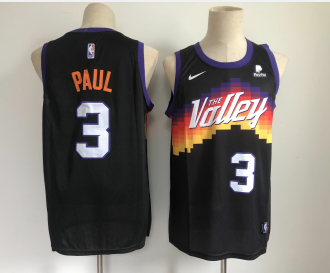 Personalized Men’s Phoenix Suns #3 Chris Paul Black 2021 City Edition NBA Swingman Jersey With The Sponsor Logo