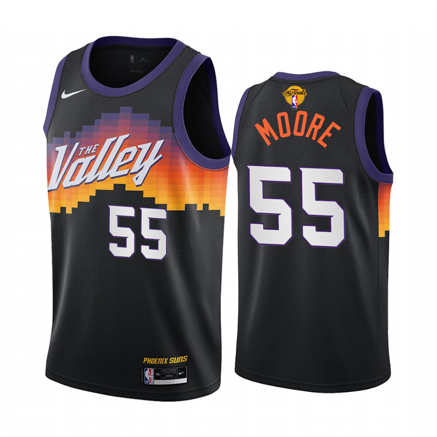 Personalized Suns #55 E’Twaun Moore Men’s 2021 NBA Finals Bound City Edition Jersey Black