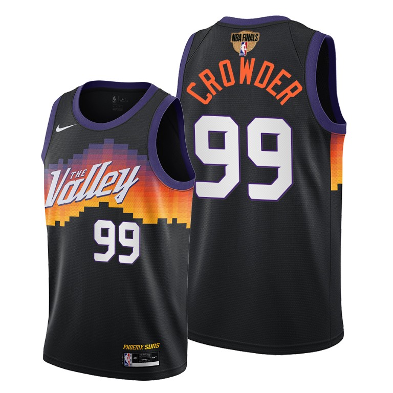 Personalized Suns #99 Jae Crowder Youth 2021 NBA Finals Bound City Edition Jersey Black