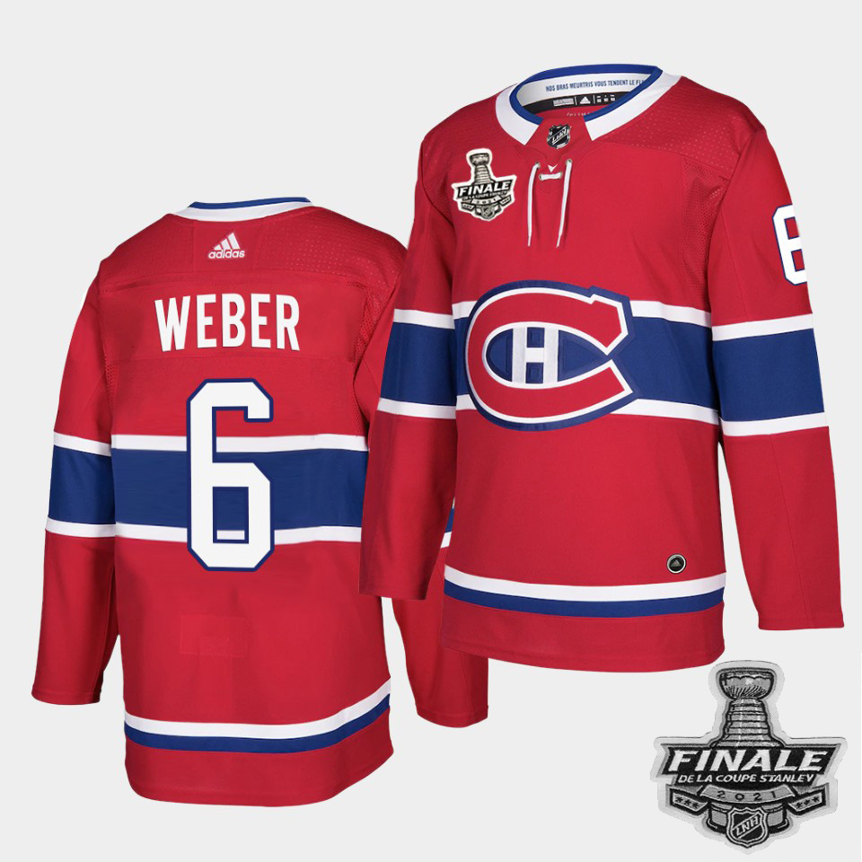 Personalized Canadiens #6 Shea Weber Red Home Authentic 2021 NHL Stanley Cup Final Patch Jersey