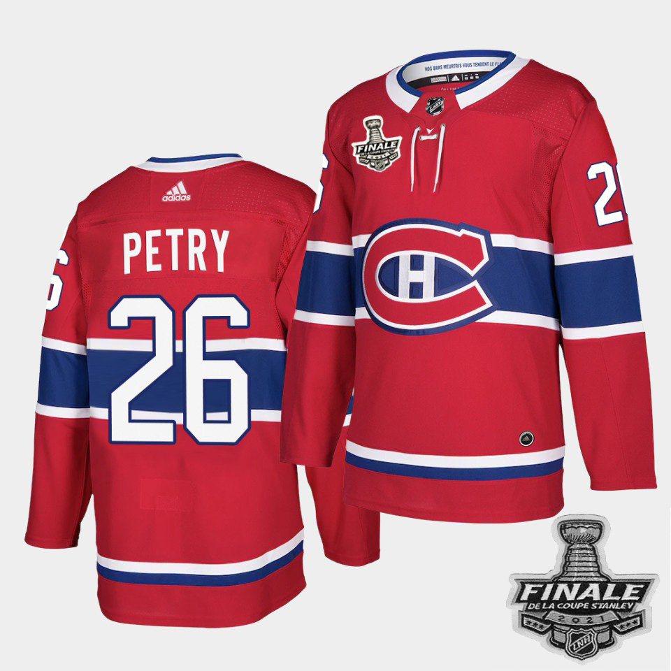 Personalized Canadiens #26 Jeff Petry Red Home Authentic 2021 NHL Stanley Cup Final Patch Jersey