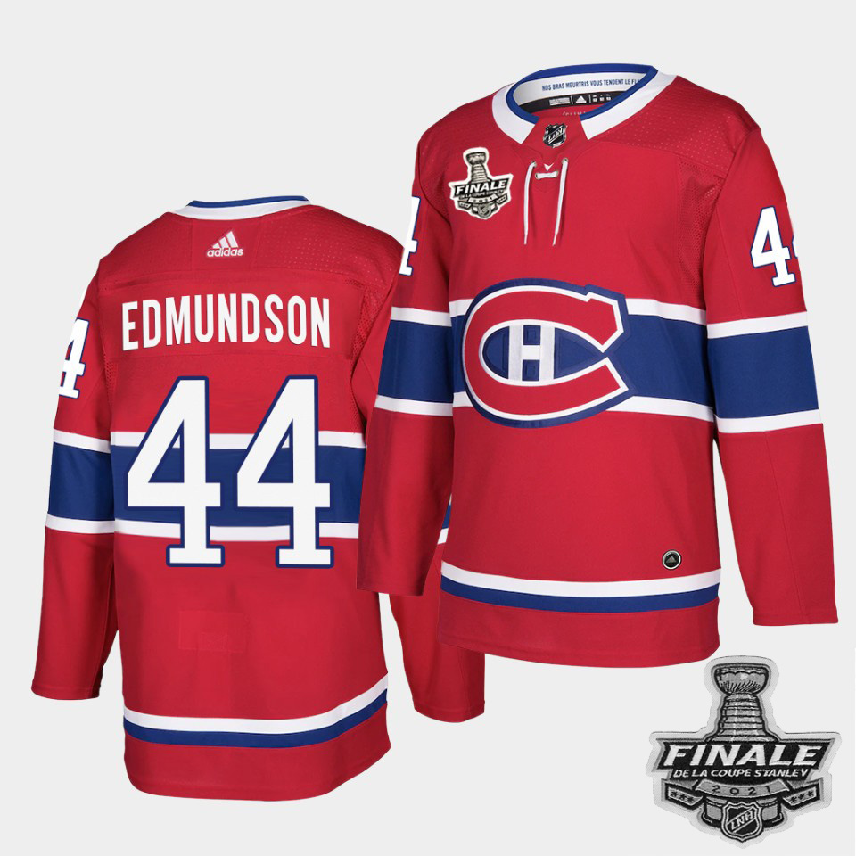 Personalized Canadiens #44 Joel Edmundson Red Home Authentic 2021 NHL Stanley Cup Final Patch Jersey