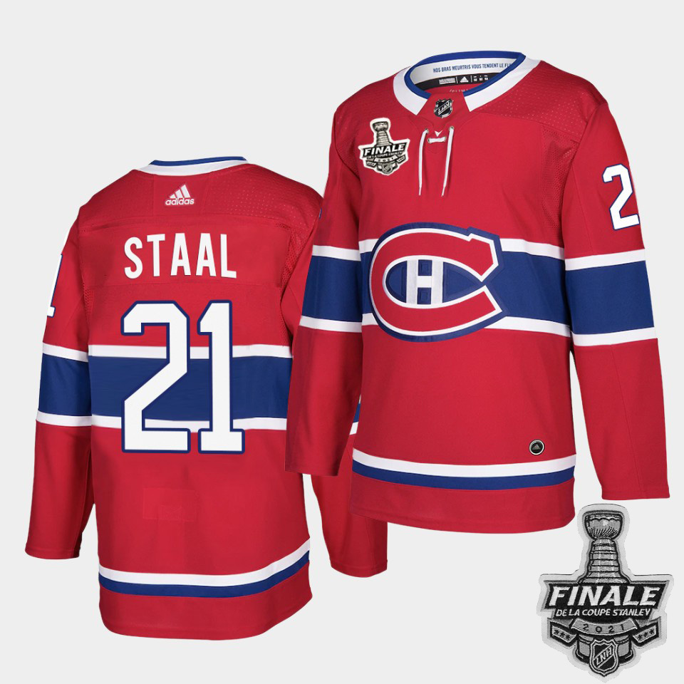 Personalized Canadiens #21 Eric Staal Red Home Authentic Youth 2021 NHL Stanley Cup Final Patch Jersey