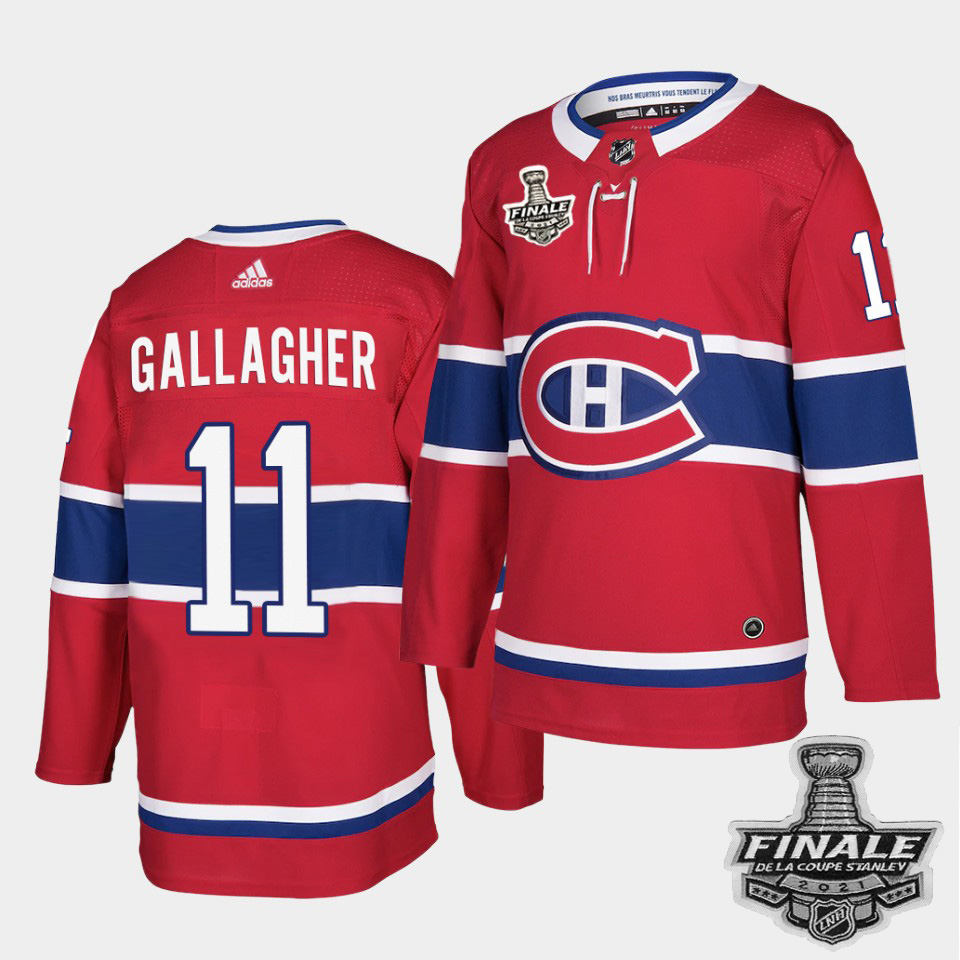Personalized Canadiens #11 Brendan Gallagher Red Home Authentic 2021 NHL Stanley Cup Final Patch Jersey