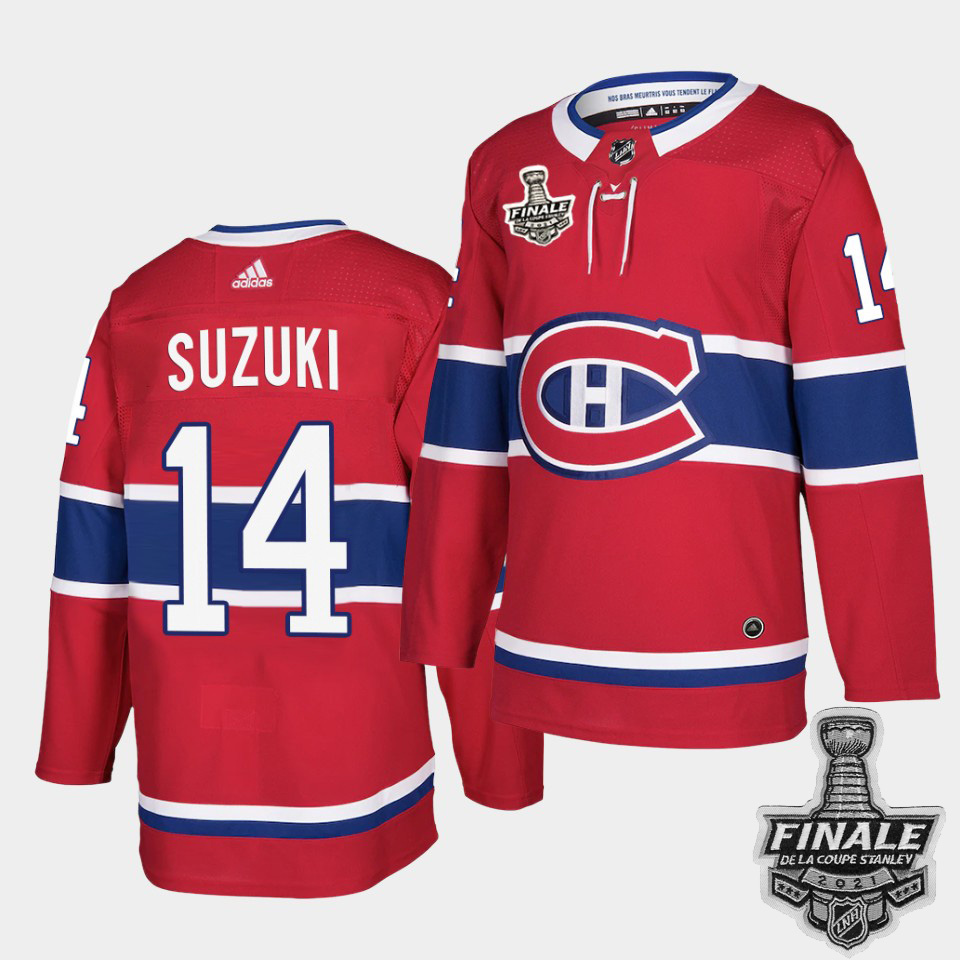 Personalized Canadiens #14 Nick Suzuki Red Home Authentic Youth 2021 NHL Stanley Cup Final Patch Jersey