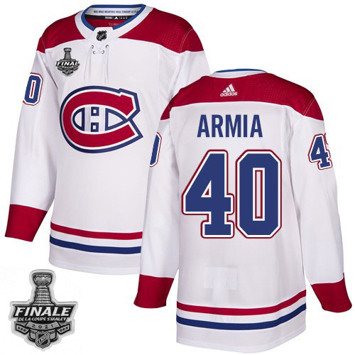 Personalized Canadiens #40 Joel Armia White Road Authentic Youth 2021 NHL Stanley Cup Final Patch Jersey