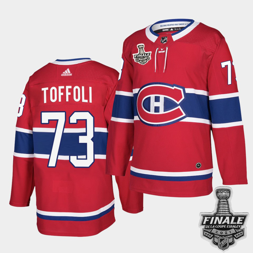 Personalized Canadiens #73 Tyler Toffoli Red Home Authentic Youth 2021 NHL Stanley Cup Final Patch Jersey