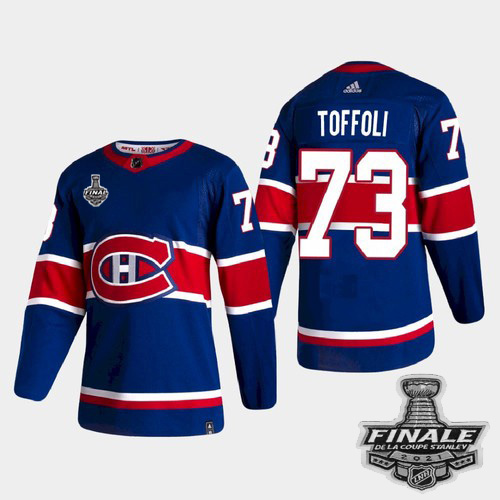 Personalized Canadiens #73 Tyler Toffoli Blue Road Authentic Youth 2021 NHL Stanley Cup Final Patch Jersey