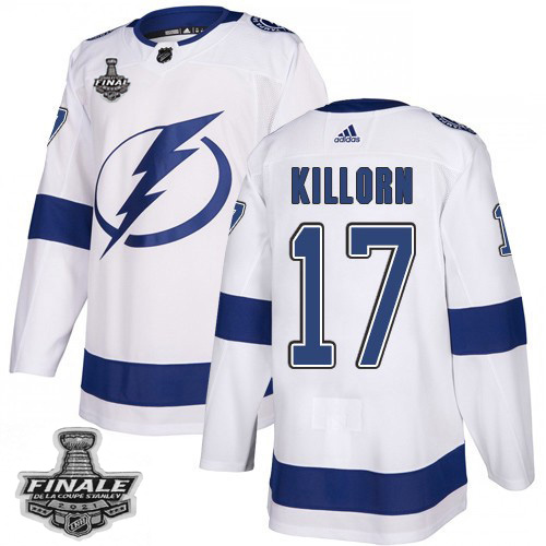 Personalized Lightning #17 Alex Killorn White Road Authentic 2021 NHL Stanley Cup Final Patch Jersey