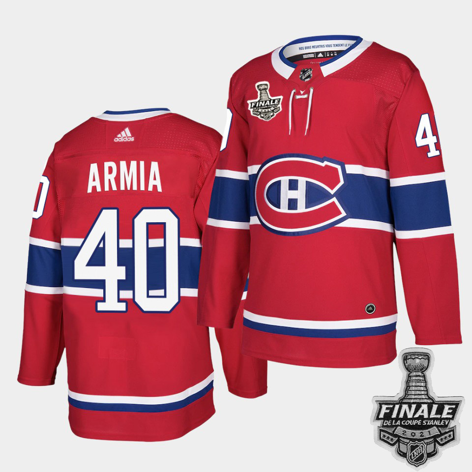 Personalized Canadiens #40 Joel Armia Red Home Authentic 2021 NHL Stanley Cup Final Patch Jersey
