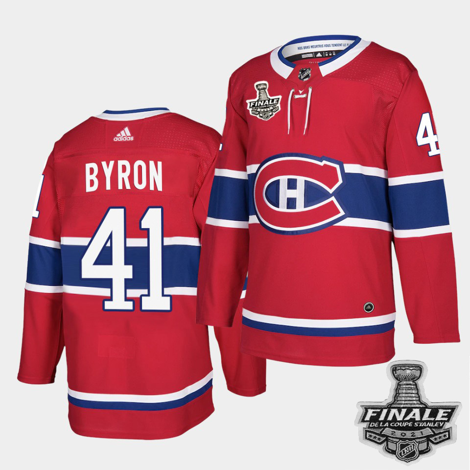 Personalized Canadiens #41 Paul Byron Red Home Authentic 2021 NHL Stanley Cup Final Patch Jersey