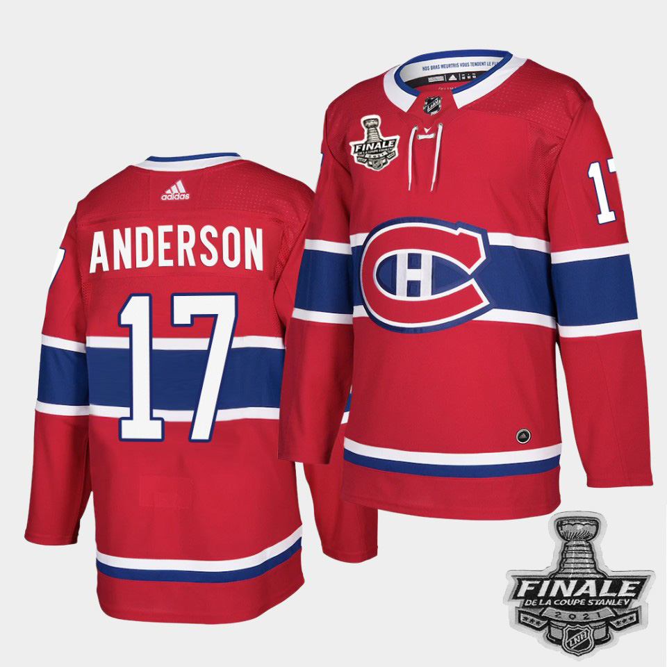 Personalized Canadiens #17 Josh Anderson Red Home Authentic 2021 NHL Stanley Cup Final Patch Jersey