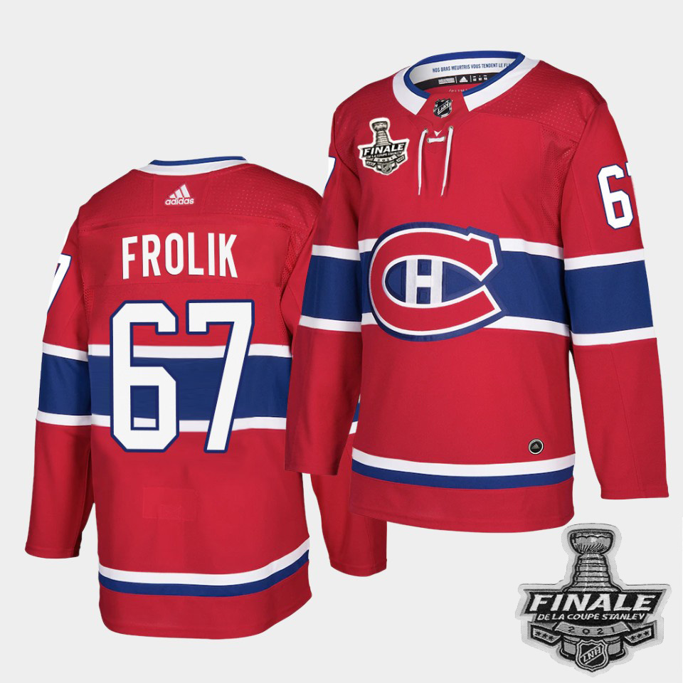 Personalized Canadiens #67 Michael Frolik Red Home Authentic 2021 NHL Stanley Cup Final Patch Jersey