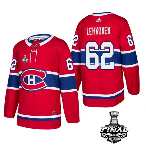 Personalized Canadiens #62 Artturi Lehkonen Red Home Authentic 2021 NHL Stanley Cup Final Patch Jersey