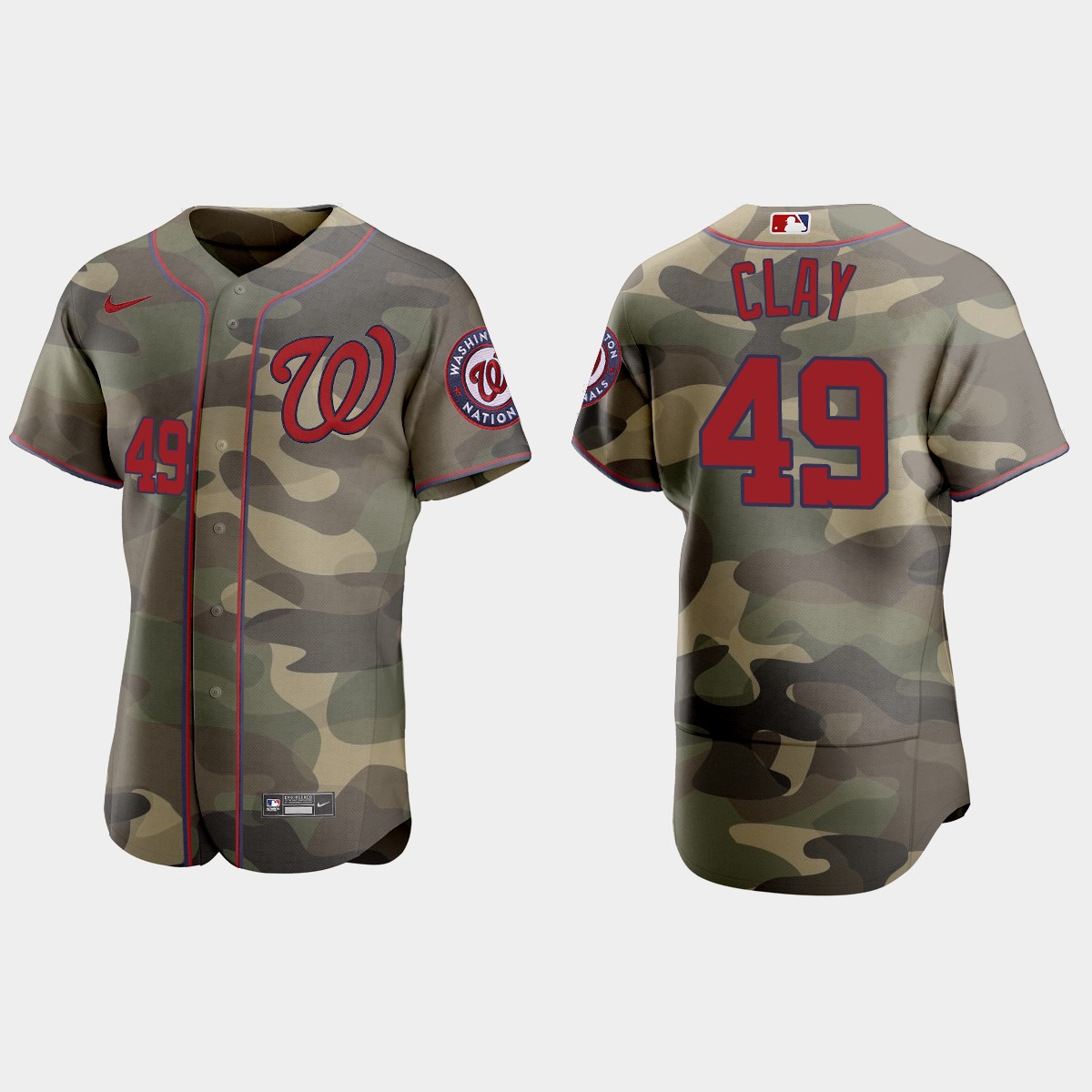 Personalized Washington Nationals #49 Sam Clay Men’s 2021 Armed Forces Day Authentic MLB Jersey -Camo