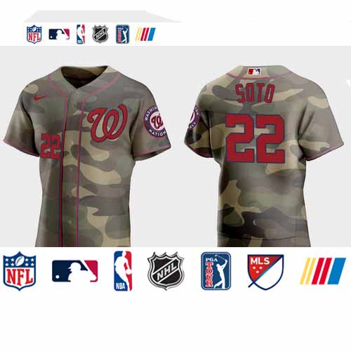 Personalized Washington Nationals #22 Juan Soto Men’s 2021 Armed Forces Day Authentic MLB Jersey -Camo