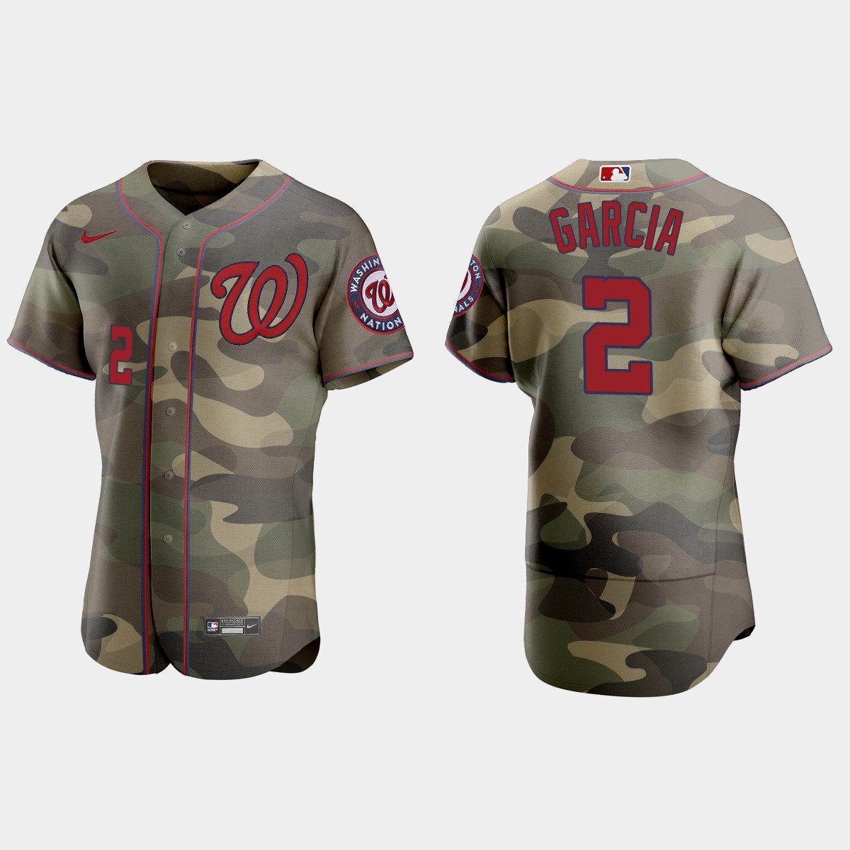 Personalized Washington Nationals #2 Luis Garcia Men’s 2021 Armed Forces Day Authentic MLB Jersey -Camo