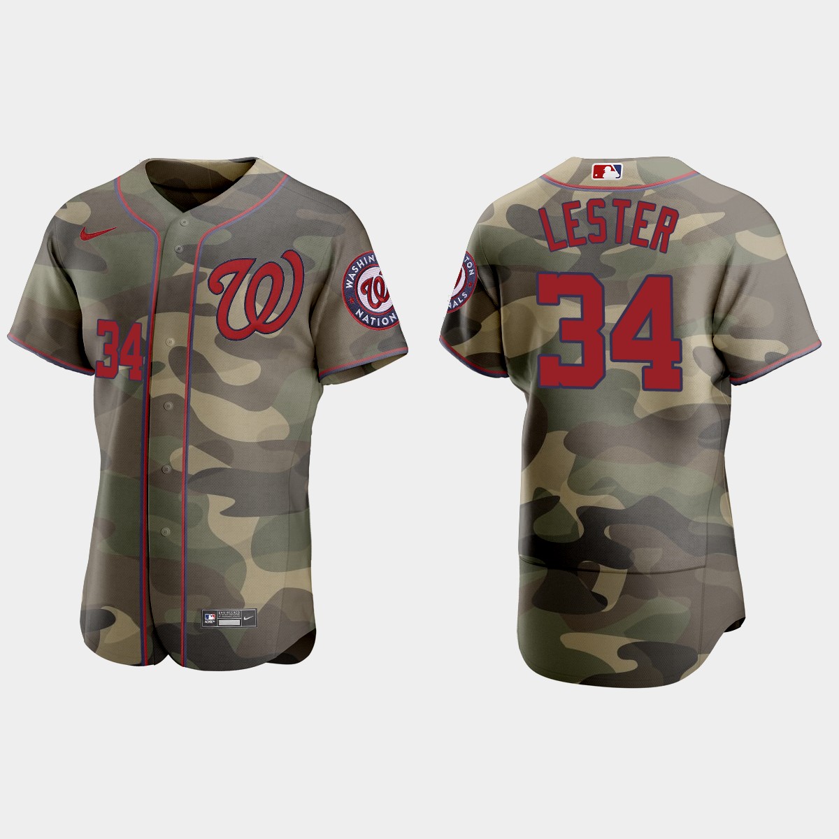 Personalized Washington Nationals #34 Jon Lester Men’s 2021 Armed Forces Day Authentic MLB Jersey -Camo