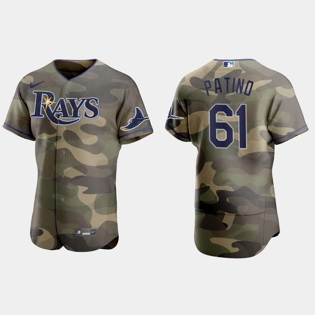 Personalized Tampa Bay Rays #61 Luis Patino Men’s 2021 Armed Forces Day Authentic MLB Jersey -Camo
