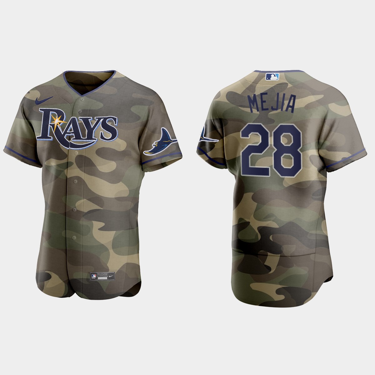 Personalized Tampa Bay Rays #28 Francisco Mejia Men’s 2021 Armed Forces Day Authentic MLB Jersey -Camo