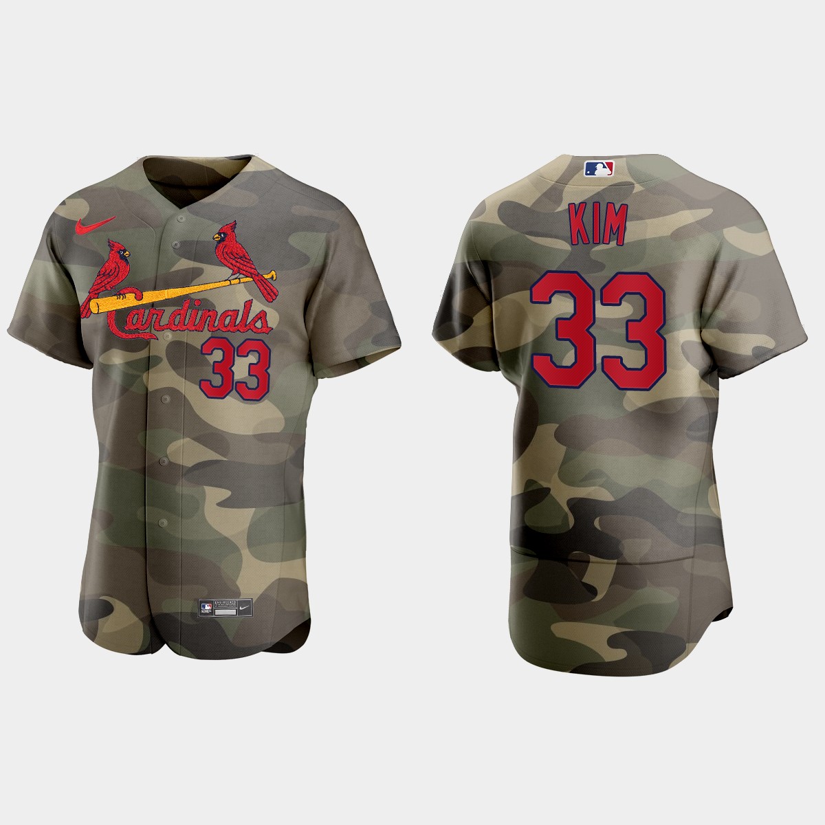 Personalized St.Louis Cardinals #33 Kwang Hyun Kim Men’s 2021 Armed Forces Day Authentic MLB Jersey -Camo