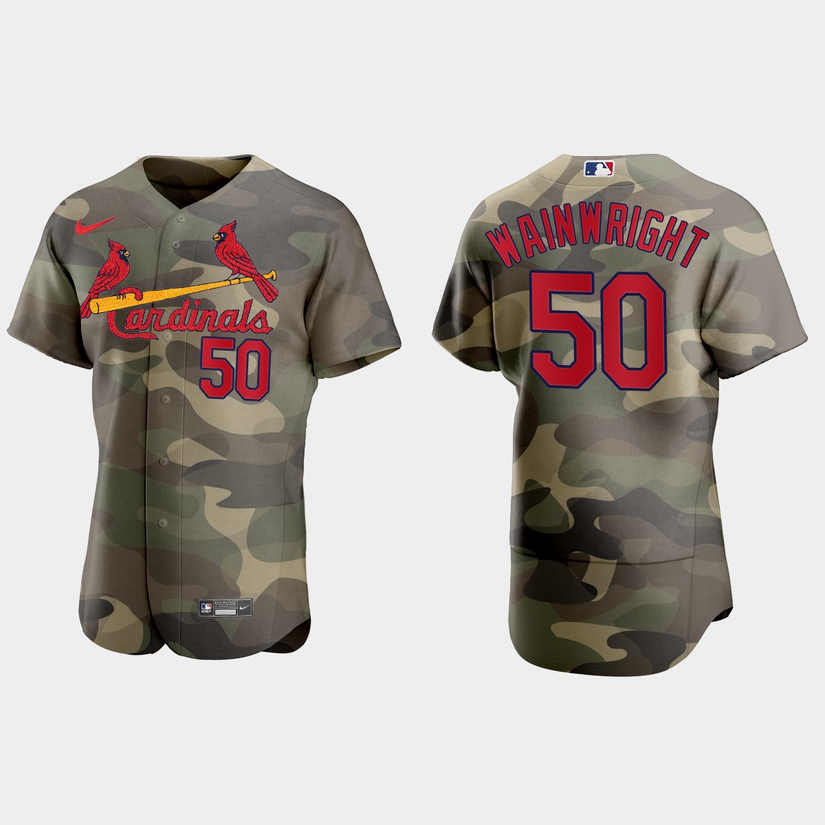 Personalized St.Louis Cardinals #50 Adam Wainwright Men’s 2021 Armed Forces Day Authentic MLB Jersey -Camo