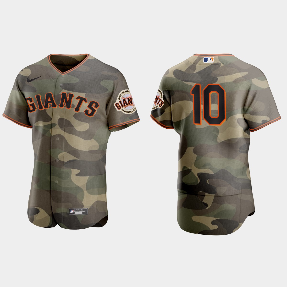 Personalized San Francisco Giants #10 Evan Longoria Men’s 2021 Armed Forces Day Authentic MLB Jersey -Camo