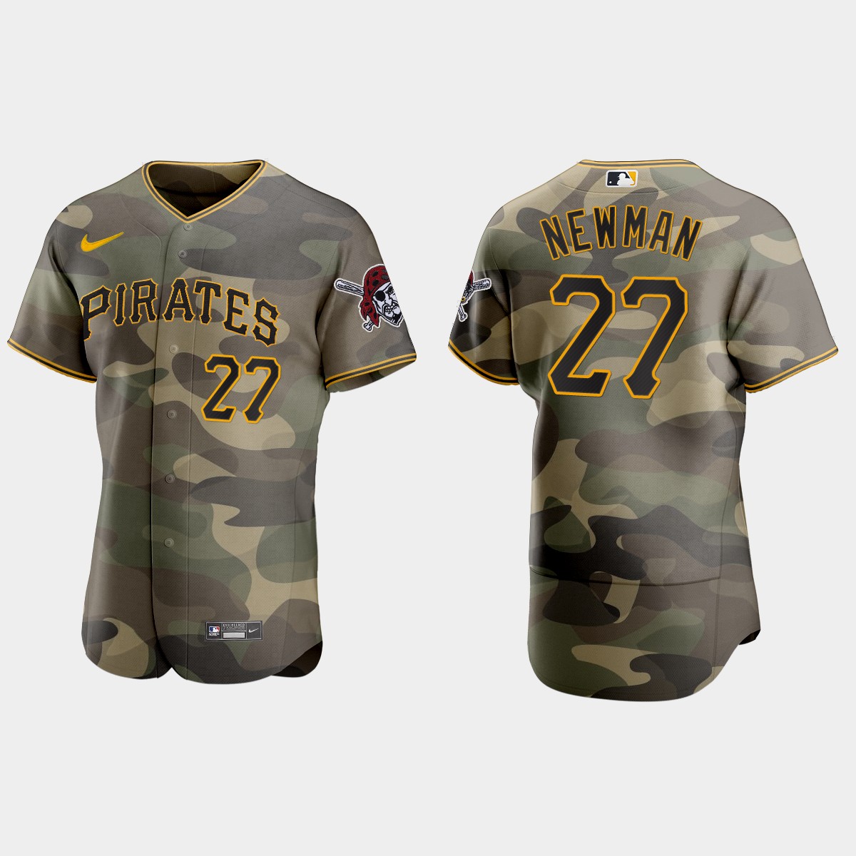 Personalized Pittsburgh Pirates #27 Kevin Newman Men’s 2021 Armed Forces Day Authentic MLB Jersey -Camo