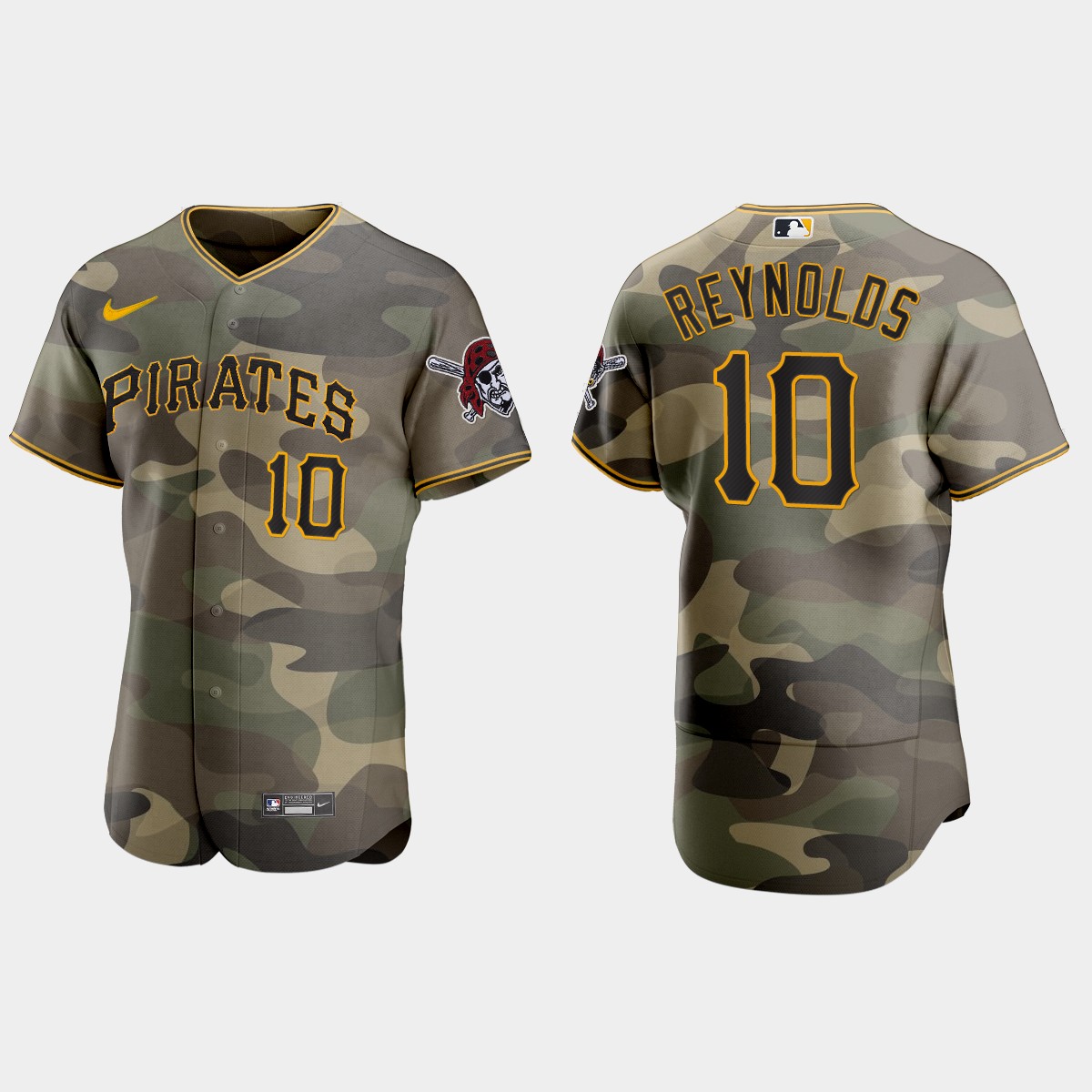 Personalized Pittsburgh Pirates #10 Bryan Reynolds Men’s 2021 Armed Forces Day Authentic MLB Jersey -Camo