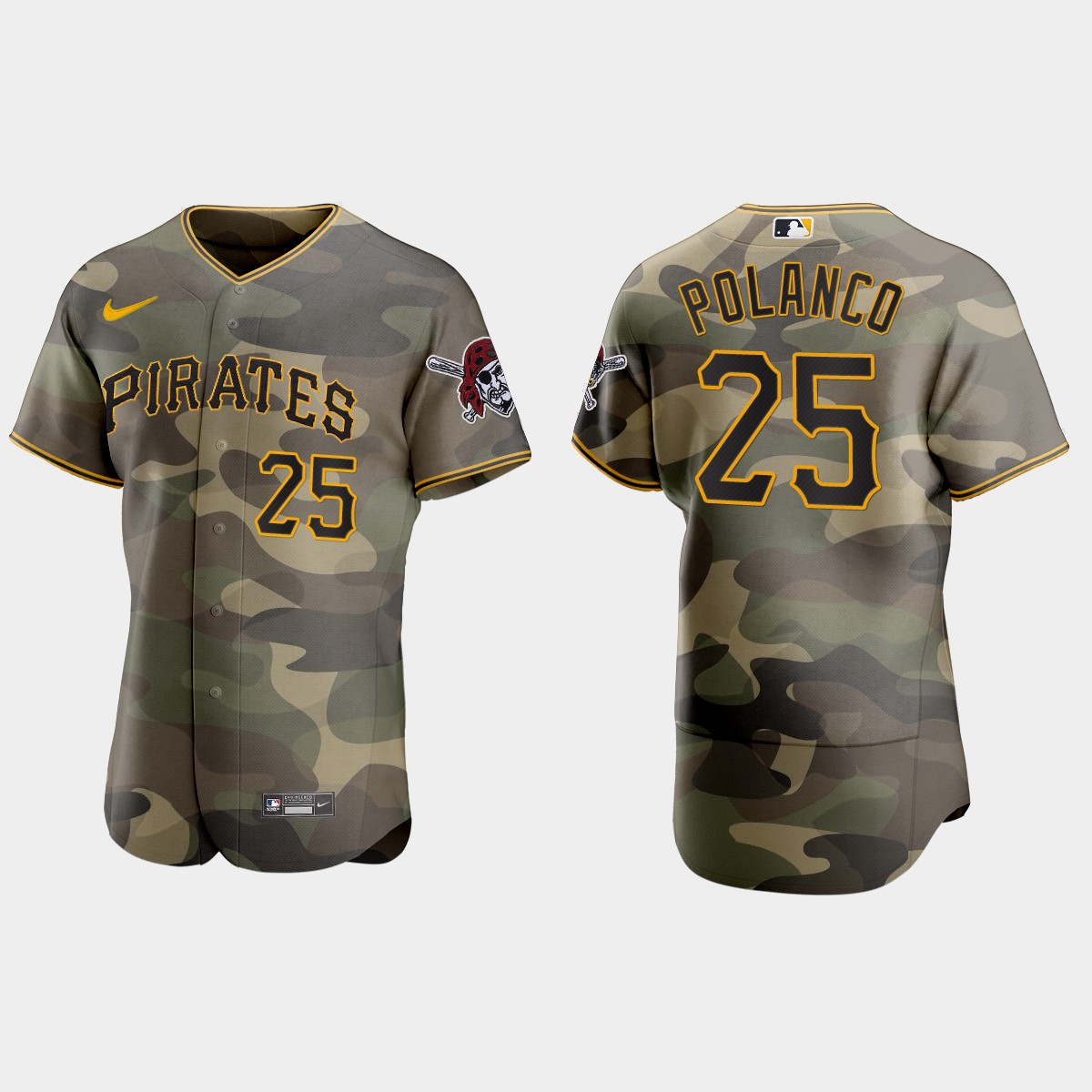 Personalized Pittsburgh Pirates #25 Gregory Polanco Men’s 2021 Armed Forces Day Authentic MLB Jersey -Camo