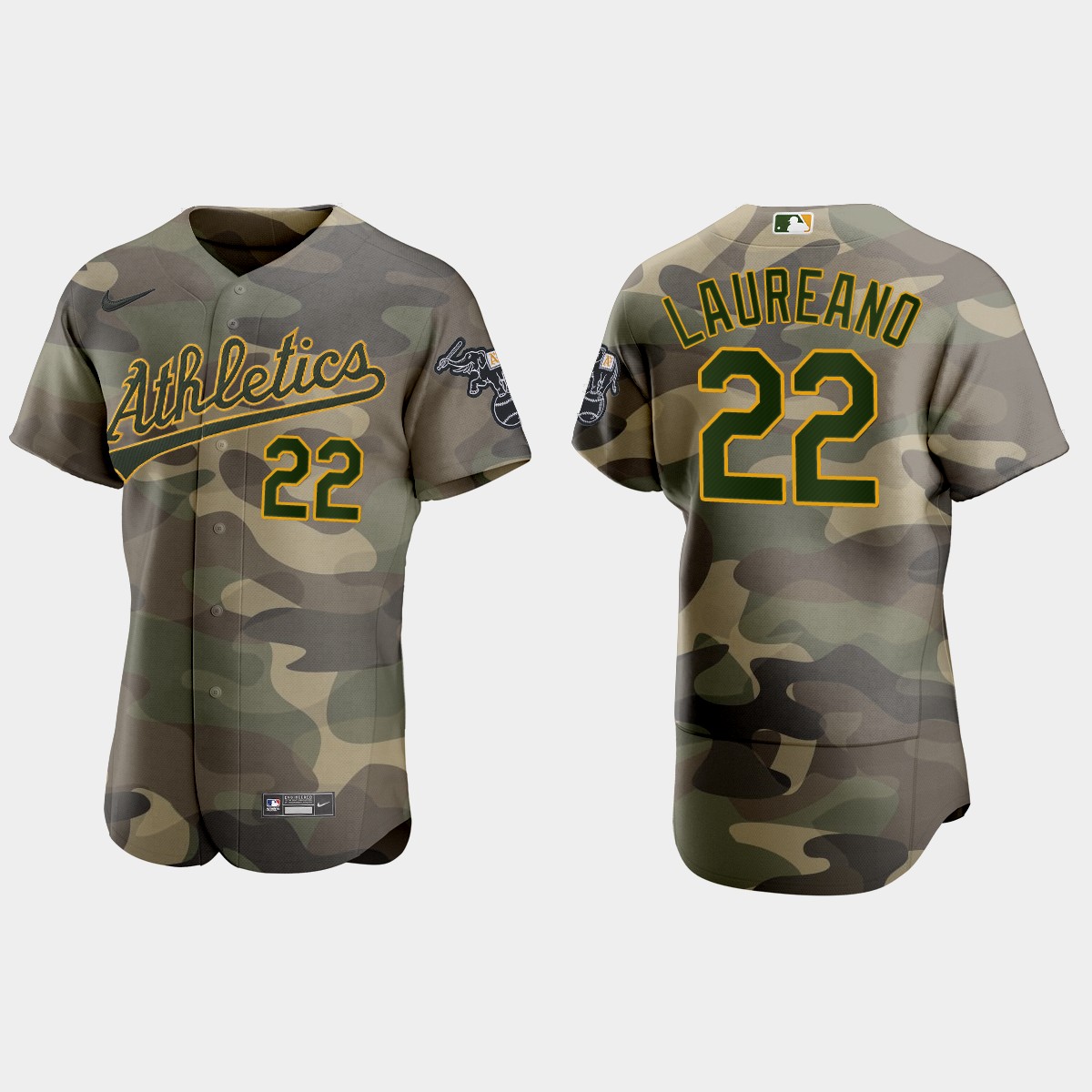 Personalized Oakland Athletics #22 Ramon Laureano Men’s 2021 Armed Forces Day Authentic MLB Jersey -Camo