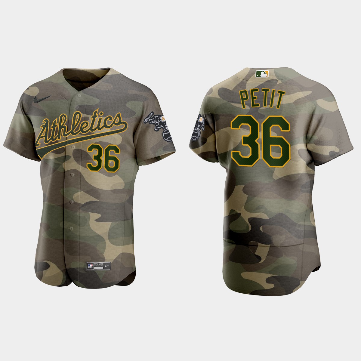 Personalized Oakland Athletics #36 Yusmeiro Petit Men’s 2021 Armed Forces Day Authentic MLB Jersey -Camo