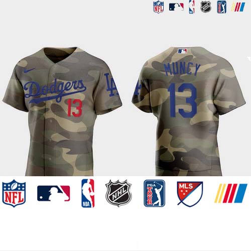 Personalized Los Angeles Dodgers #13 Max Muncy Men’s 2021 Armed Forces Day Authentic MLB Jersey -Camo
