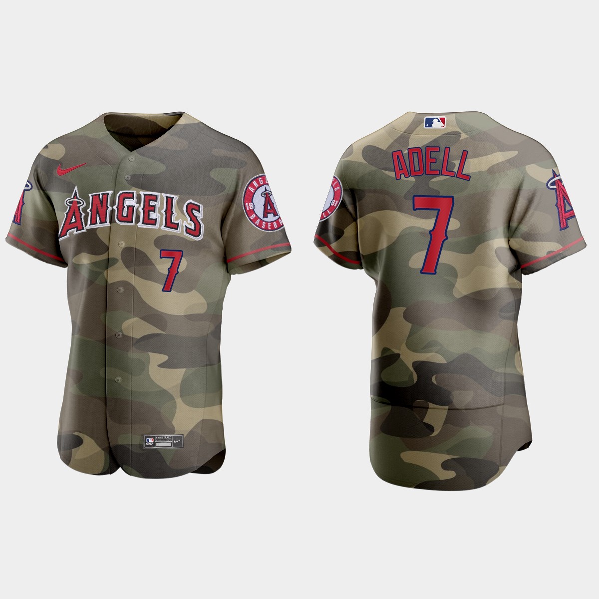 Personalized Los Angeles Angels #7 Jo Adell Men’s 2021 Armed Forces Day Authentic MLB Jersey -Camo
