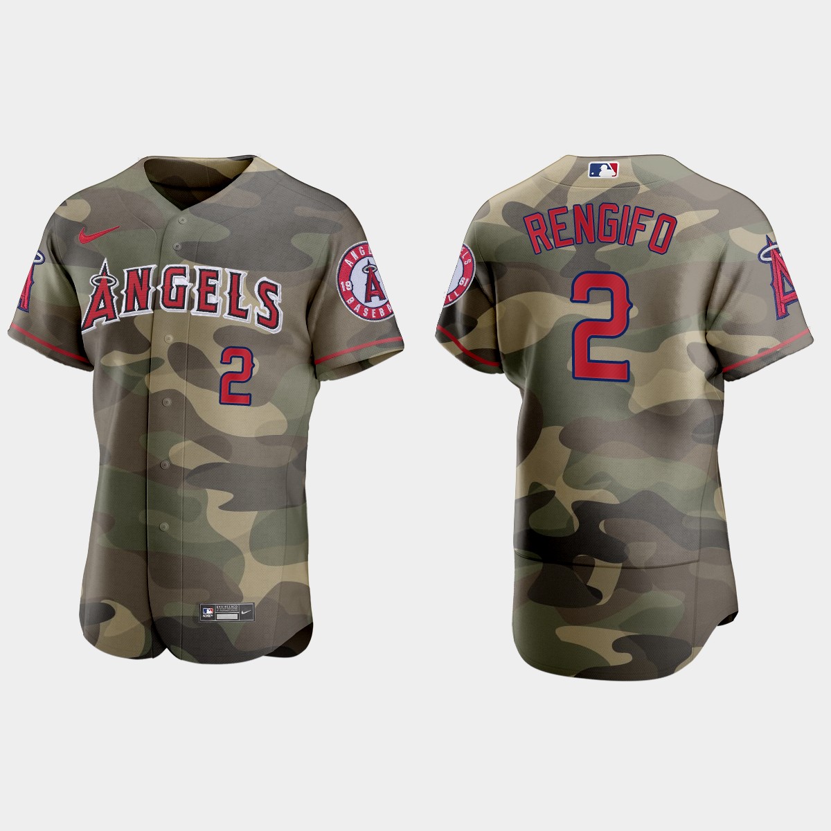 Personalized Los Angeles Angels #2 Luis Rengifo Men’s 2021 Armed Forces Day Authentic MLB Jersey -Camo
