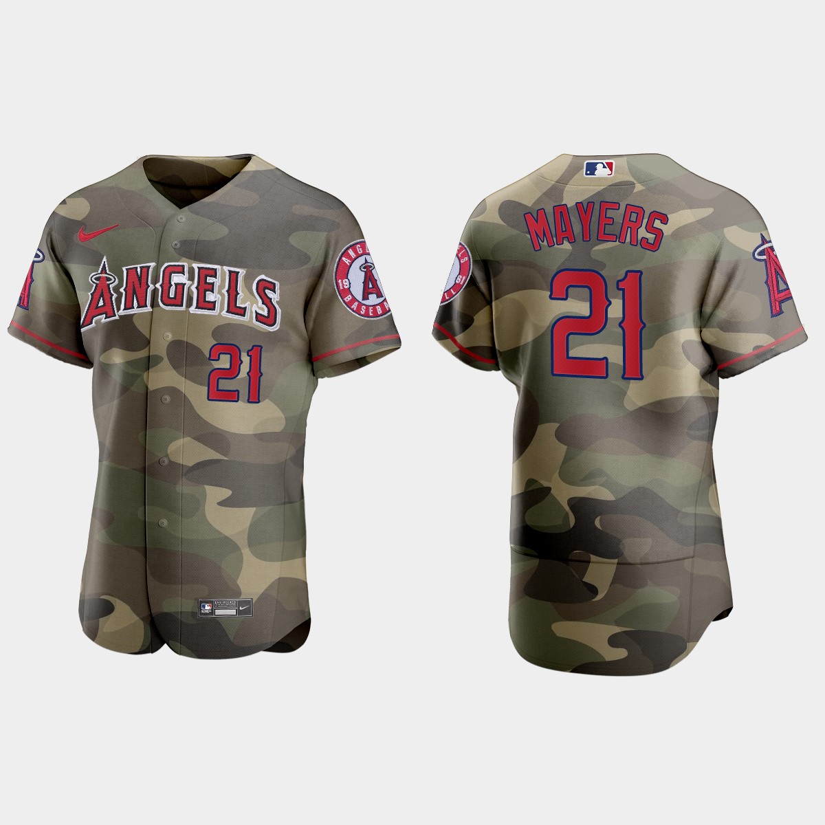 Personalized Los Angeles Angels #21 Mike Mayers Men’s 2021 Armed Forces Day Authentic MLB Jersey -Camo