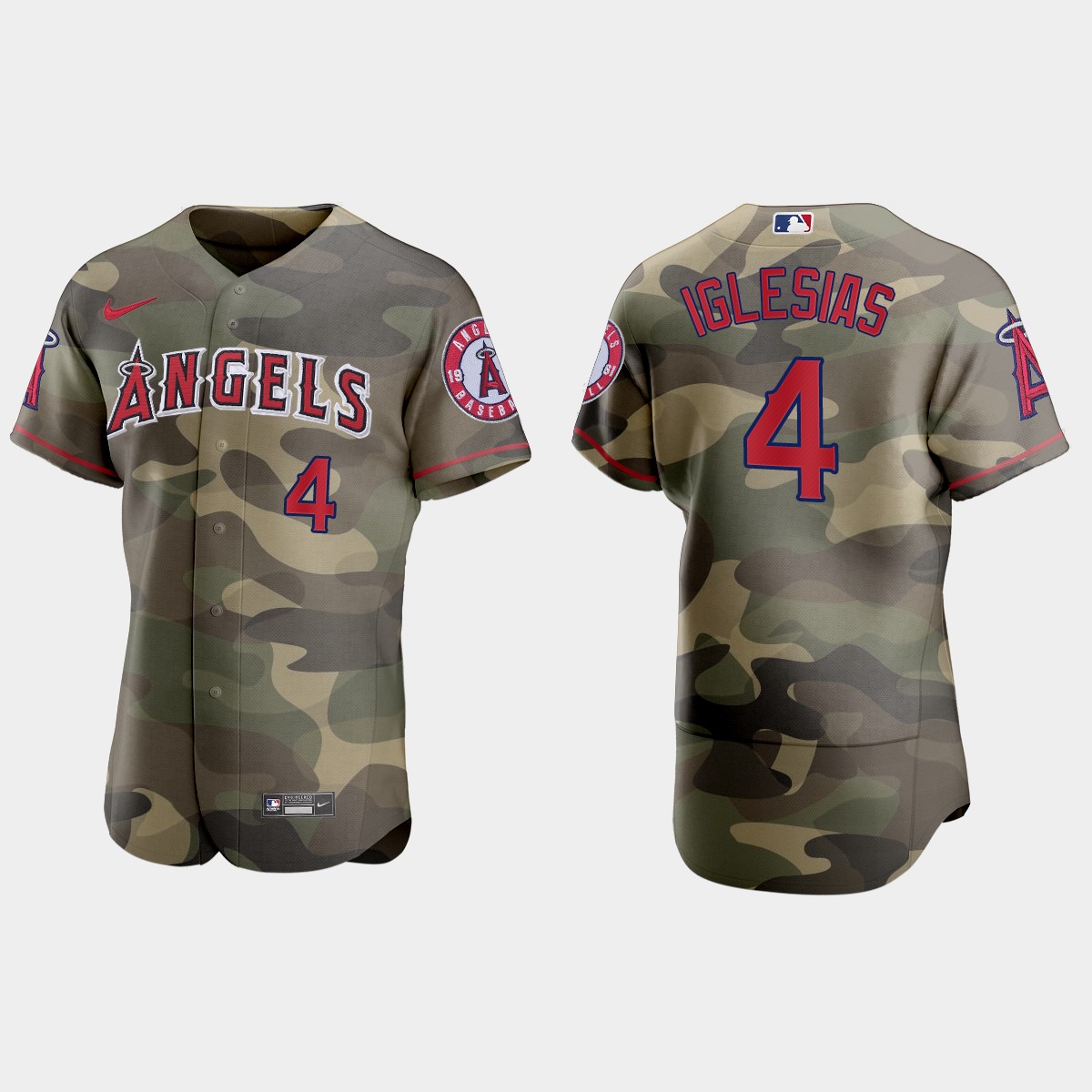 Personalized Los Angeles Angels #4 Jose Iglesias Men’s 2021 Armed Forces Day Authentic MLB Jersey -Camo
