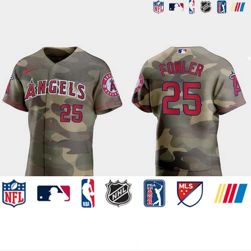 Personalized Los Angeles Angels #25 Dexter Fowler Men’s 2021 Armed Forces Day Authentic MLB Jersey -Camo