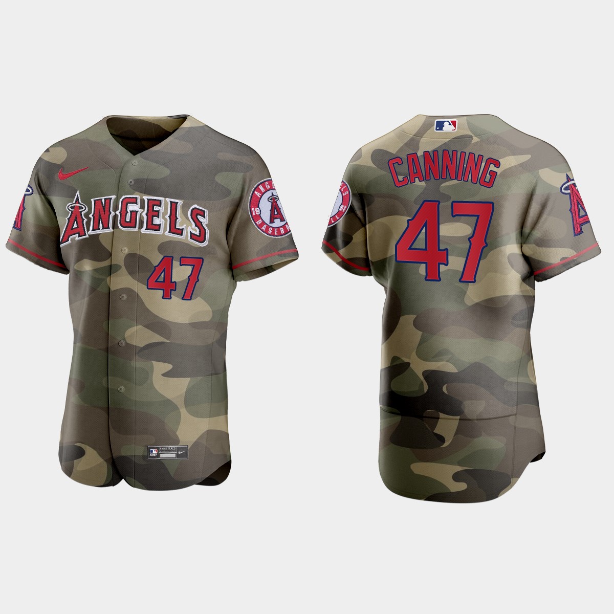 Personalized Los Angeles Angels #47 Griffin Canning Men’s 2021 Armed Forces Day Authentic MLB Jersey -Camo