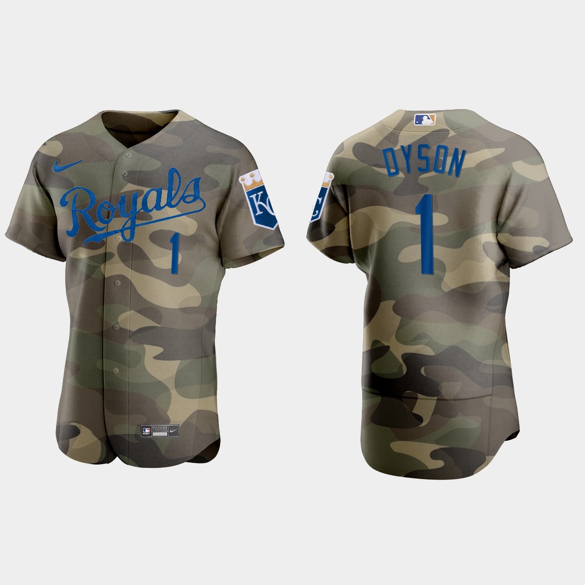 Personalized Kansas City Royals #1 Jarrod Dyson Men’s 2021 Armed Forces Day Authentic MLB Jersey -Camo