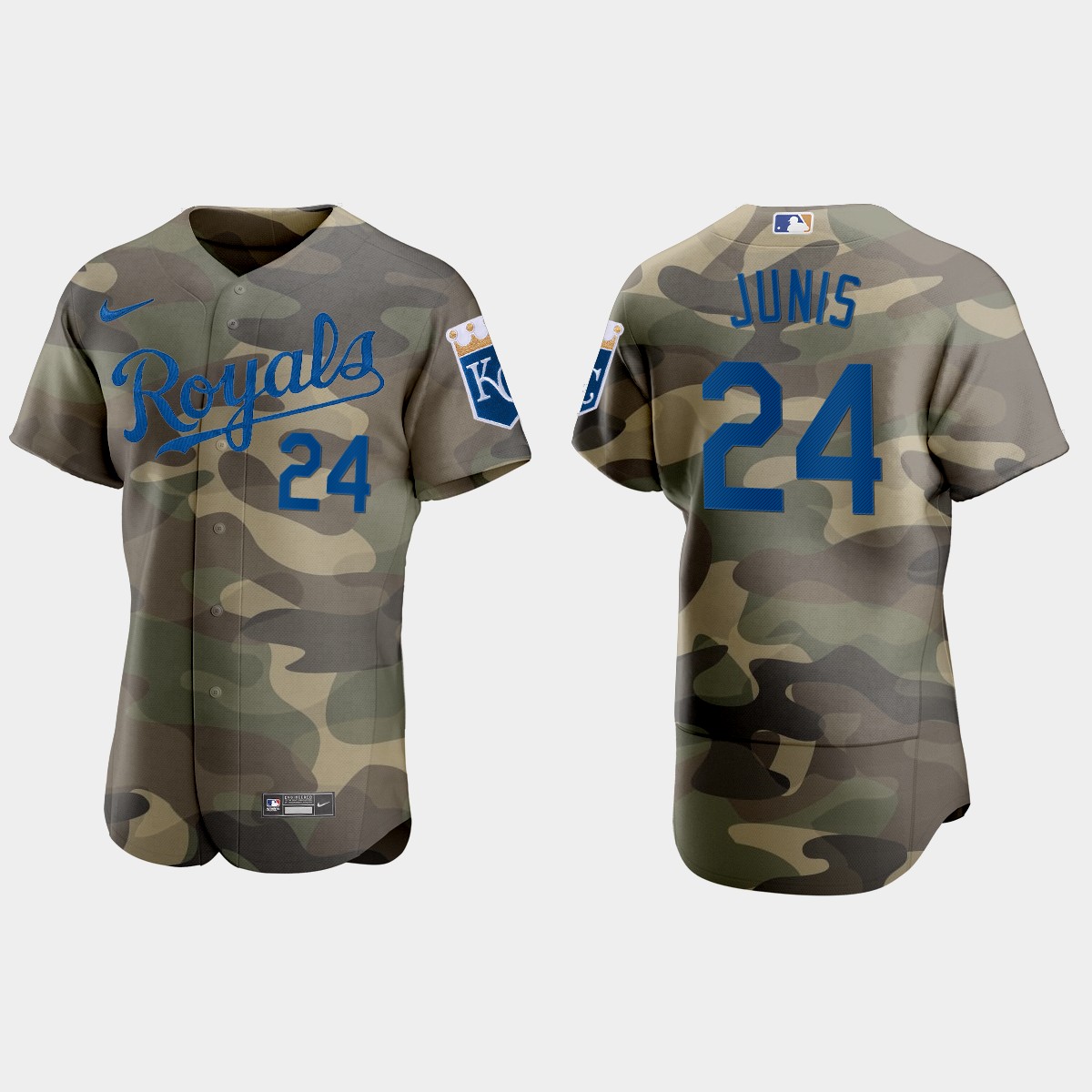 Personalized Kansas City Royals #24 Jakob Junis Men’s 2021 Armed Forces Day Authentic MLB Jersey -Camo