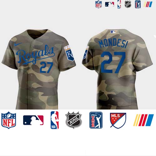 Personalized Kansas City Royals #27 Adalberto Mondesi Men’s 2021 Armed Forces Day Authentic MLB Jersey -Camo