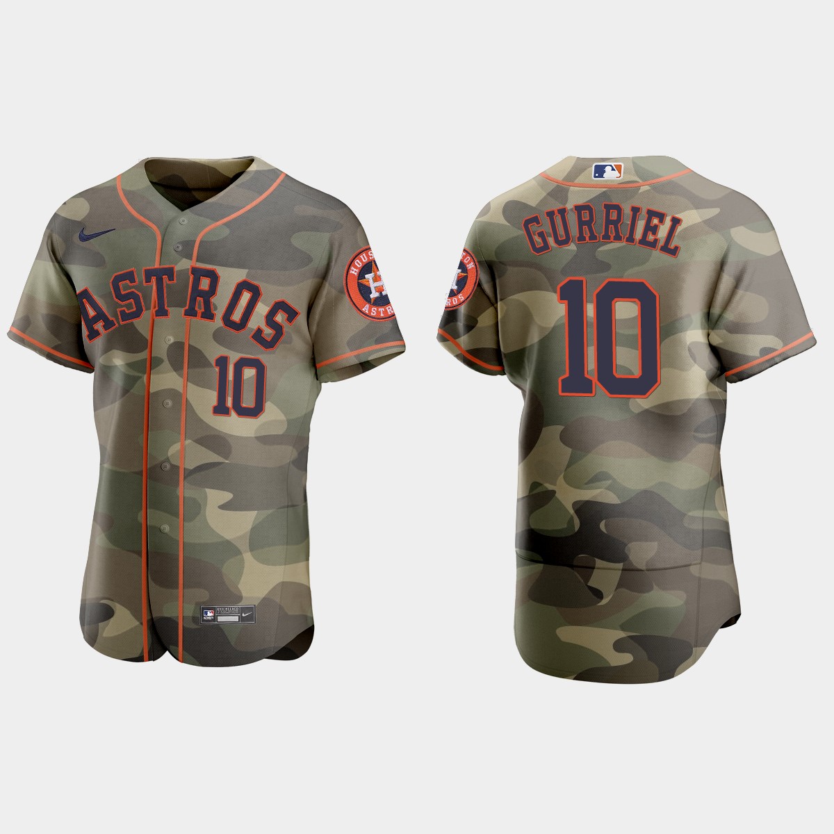 Personalized Houston Astros #10 Yuli Gurriel Men’s 2021 Armed Forces Day Authentic MLB Jersey -Camo
