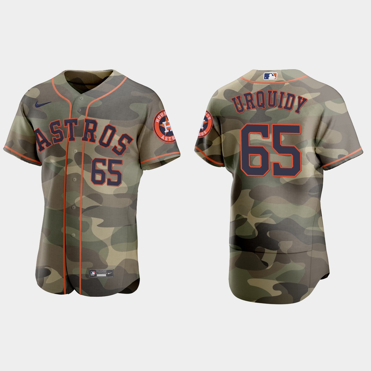 Personalized Houston Astros #65 Jose Urquidy Men’s 2021 Armed Forces Day Authentic MLB Jersey -Camo