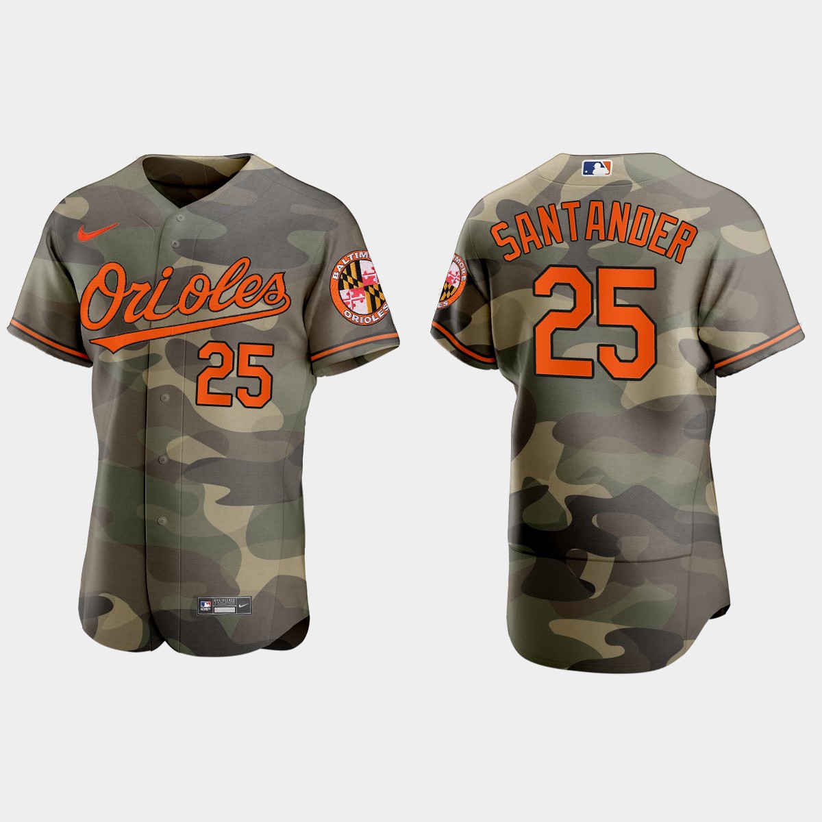 Personalized Baltimore Orioles #25 Anthony Santander Men’s 2021 Armed Forces Day Authentic MLB Jersey -Camo