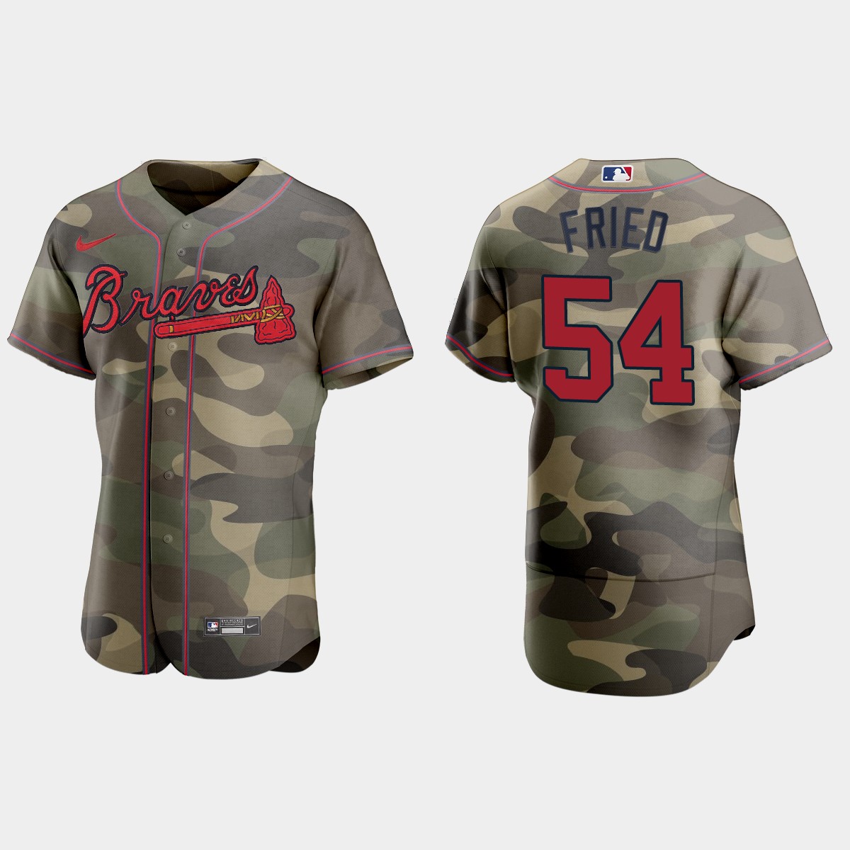 Personalized Atlanta Braves #54 Max Fried Men’s 2021 Armed Forces Day Authentic MLB Jersey -Camo