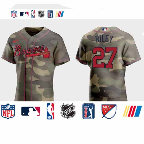 Personalized Atlanta Braves #27 Austin Riley Men’s 2021 Armed Forces Day Authentic MLB Jersey -Camo