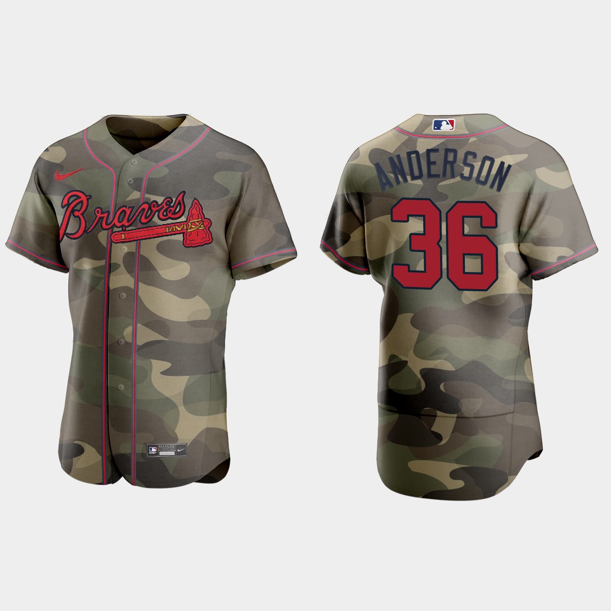Personalized Atlanta Braves #36 Ian Anderson Men’s 2021 Armed Forces Day Authentic MLB Jersey -Camo