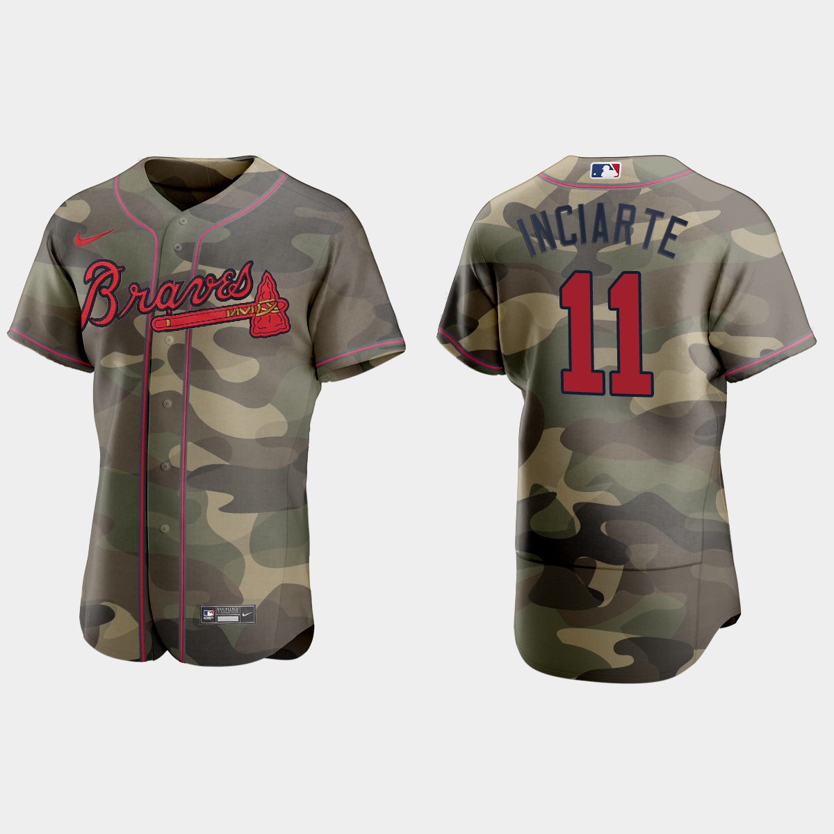 Personalized Atlanta Braves #11 Ender Inciarte Men’s 2021 Armed Forces Day Authentic MLB Jersey -Camo