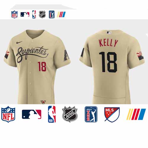 Personalized Arizona Diamondbacks #18 Carson Kelly Men’s 2021 City Connect Authentic MLB Jersey Gold